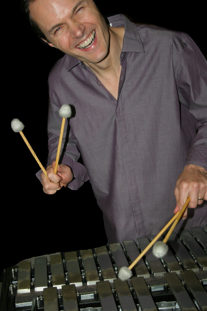 Paul Babelay, owner Vibe Guy Music, playing the vibraphone